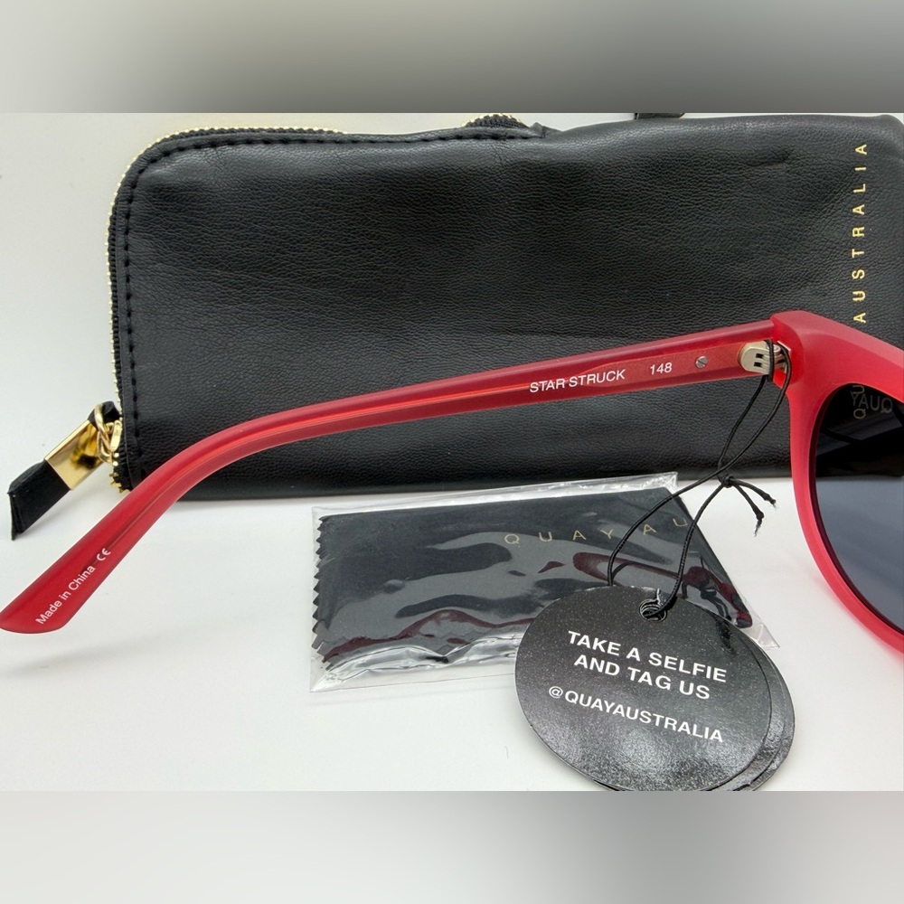 Quay Australia Red Frame Sunglasses - Picture 5 of 7